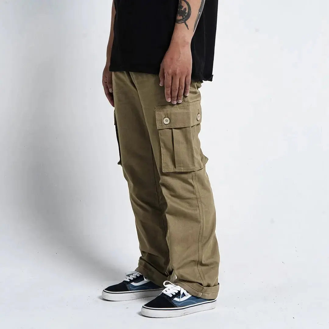 Pride N Joy Co - Khaki Cargo Basic Pants - Pride N Joy Co