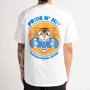 Pride N Joy Co - T-Shirt Tiger Skateboarding White - Pride N Joy Co