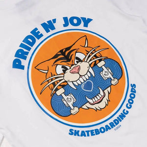 Pride N Joy Co - T-Shirt Tiger Skateboarding White - Pride N Joy Co